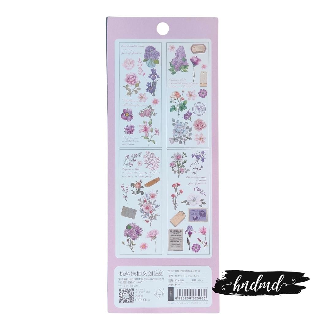 Clear PET Flowers Stickers (4 sheets) - Spring Flowers PET Sticker Time Illustrations Flowers SHTJ 562 1005 2 PET_Sticker_Time_Illustrations_Flowers_SHTJ-562-1005_2