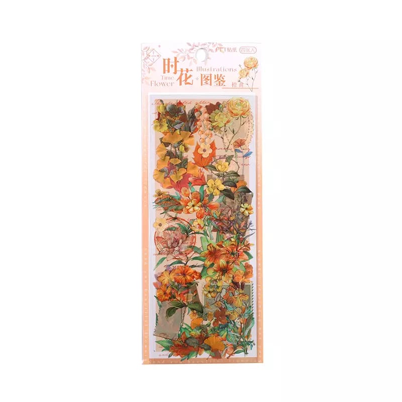 Clear PET Flowers Stickers (4 sheets) - Autumn Flowers PET Sticker Time Illustrations Flowers SHTJ 562 1006 1 Clear PET Flowers Stickers (4 sheets) - Autumn Flowers