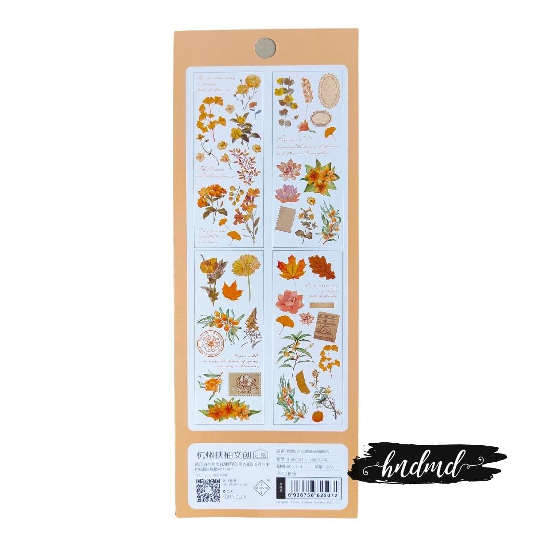 Clear PET Flowers Stickers (4 sheets) - Autumn Flowers PET Sticker Time Illustrations Flowers SHTJ 562 1006 2 PET_Sticker_Time_Illustrations_Flowers_SHTJ-562-1006_2