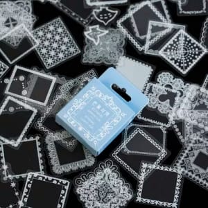 Box Clear PET White Stickers (50 pcs) - Frames (50 pcs)