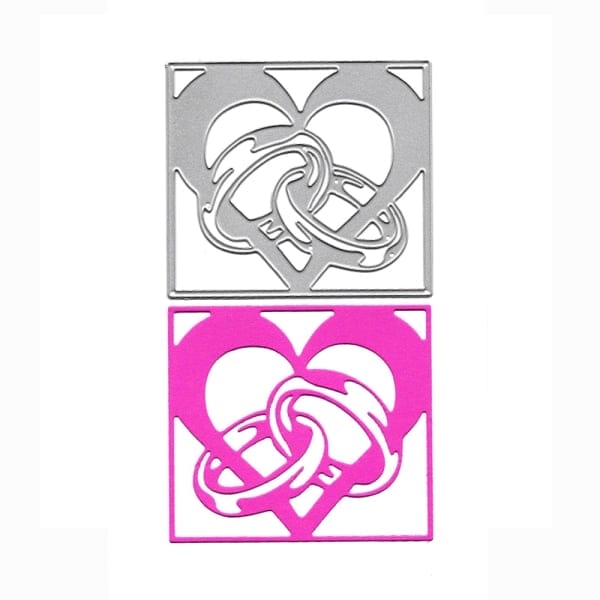 Steel Background Dies - Wedding Rings with Heart