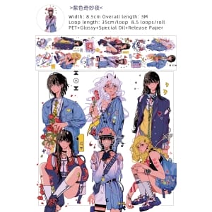 PET Sticker Roll - Anime Girls 4 (3.25 inches by 3 metres)