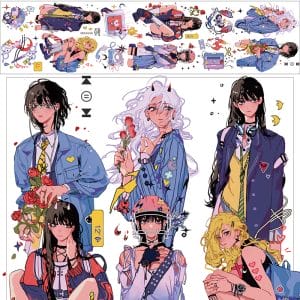 PET Sticker Roll - Anime Girls 4 (3.25 inches by 3 metres)