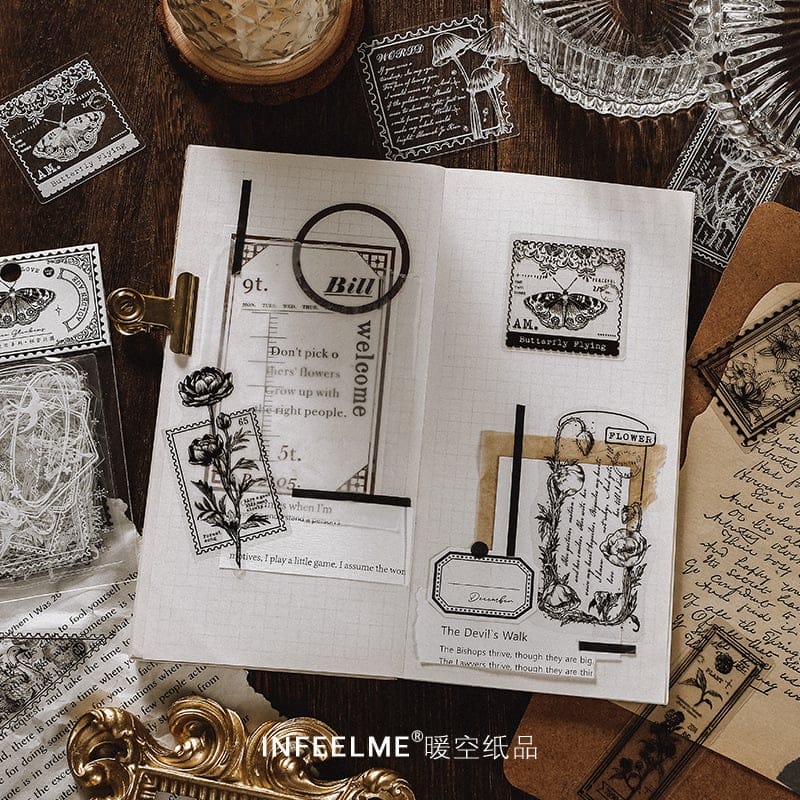 Black and White Clear stickers (20 pcs) - Design 1 black white Sticker sample 3 black_white_Sticker_sample_3