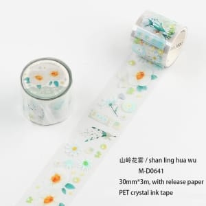 Clear PET Sticker Roll - White Flowers (30mm by 3 metres)