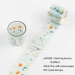 Clear PET Sticker Roll - White Flowers (30mm by 3 metres)