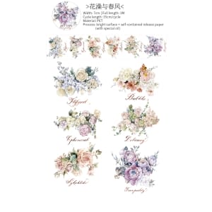 PET Sticker Roll - Flowers 2 (2.75 inches by 3 metres)