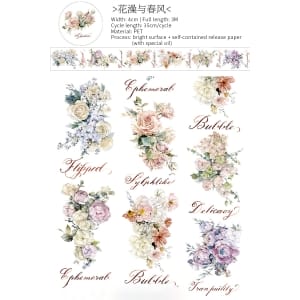 PET Sticker Roll - Flowers 3 (1.5 inches by 3 metres)