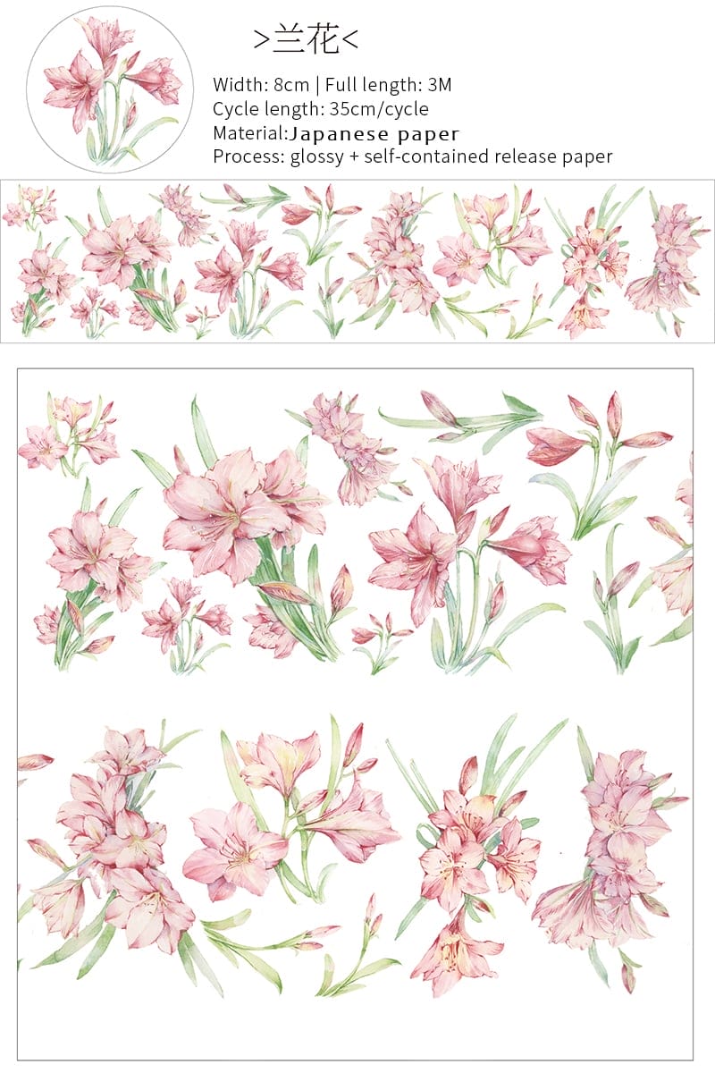 PET Sticker Roll - Flowers 5 (3.25 inches by 3 metres) flowers sticker roll 5 PET Sticker Roll - Flowers 5 (3.25 inches by 3 metres)