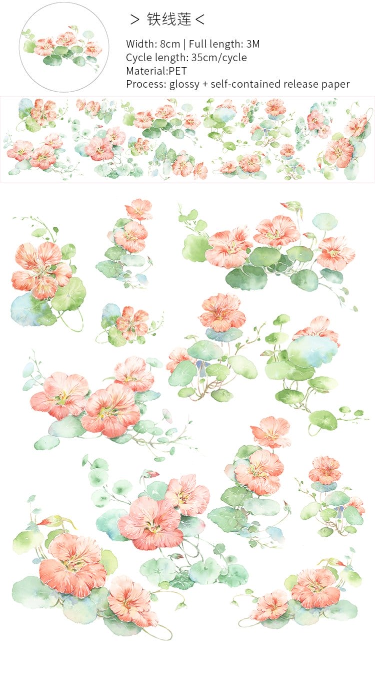 PET Sticker Roll - Flowers 7 (3.25 inches by 3 metres) flowers sticker roll 7 PET Sticker Roll - Flowers 7 (3.25 inches by 3 metres)