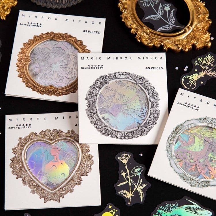 Holographic Clear PET Flowers Stickers (45 pcs) - Butterflies holographic stickers 1 holographic_stickers_1