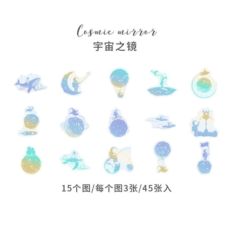 Holographic Clear PET Flowers Stickers (45 pcs) - Travel holographic stickers HGD MJMJ003 Holographic Clear PET Flowers Stickers (45 pcs) - Travel