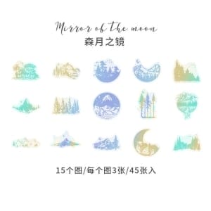 Holographic Clear PET Flowers Stickers (45 pcs) - Forest