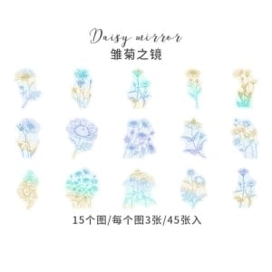 Holographic Clear PET Flowers Stickers (45 pcs) - Flowers