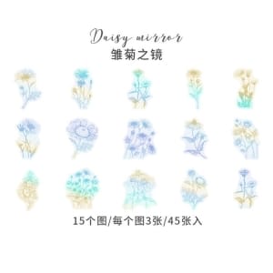 Holographic Clear PET Flowers Stickers (45 pcs) - Flowers