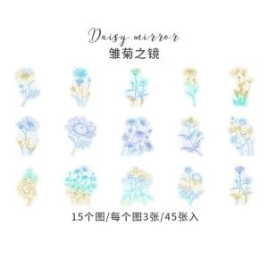 Holographic Clear PET Flowers Stickers (45 pcs) - Flowers