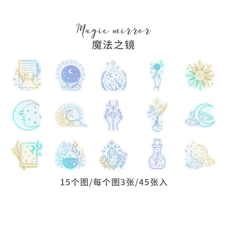 Holographic Clear PET Flowers Stickers (45 pcs) - Alchemy holographic stickers HGD MJMJ008 Holographic Clear PET Flowers Stickers (45 pcs) - Alchemy