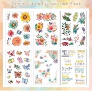 Journal Ephemera Clear PET Sticker Pack (6 sheets) – Gorgeous Flowers (HDLY)