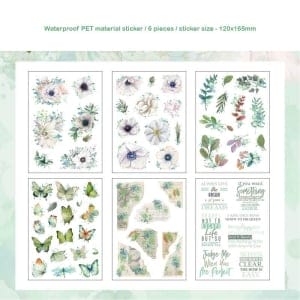 Journal Ephemera Clear PET Sticker Pack (6 sheets) – Green Flower Language (HDLY)