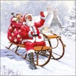German Decoupage Napkins (5 pcs)  - Santa on Sledge (Christmas)