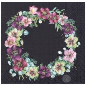 German Decoupage Napkins (5 pcs) - Christmas Rose Black