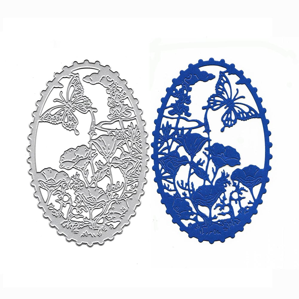 Steel Dies - Oval Floral Frame Die XY777 steel cutting dies CraftAdda Steel Dies - Oval Floral Frame Die