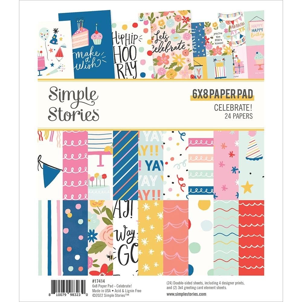 Simple Stories Double-Sided Paper Pad - Celebrate (6"X8" 24/Pkg) simple Stories paper pad 17414 Simple Stories Double-Sided Paper Pad - Celebrate (6"X8" 24/Pkg)