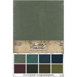 Tim Holtz Idealogy Paper Kraft-Stock Stack Cardstock Pad 6"X9" 24/Pkg - Cool, 8 Colors/3 Each