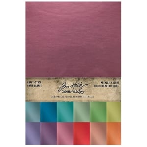 Tim Holtz Idealogy Paper Kraft-Stock Stack Cardstock Pad 6"X9" 24/Pkg - Metallic Colors