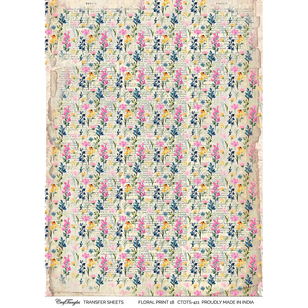 CrafTangles A4 Transfer It Sheets - Floral Print 18 CTDTS 411 CrafTangles transfer sheet Floral Print 18 1 CrafTangles A4 Transfer It Sheets - Floral Print 18