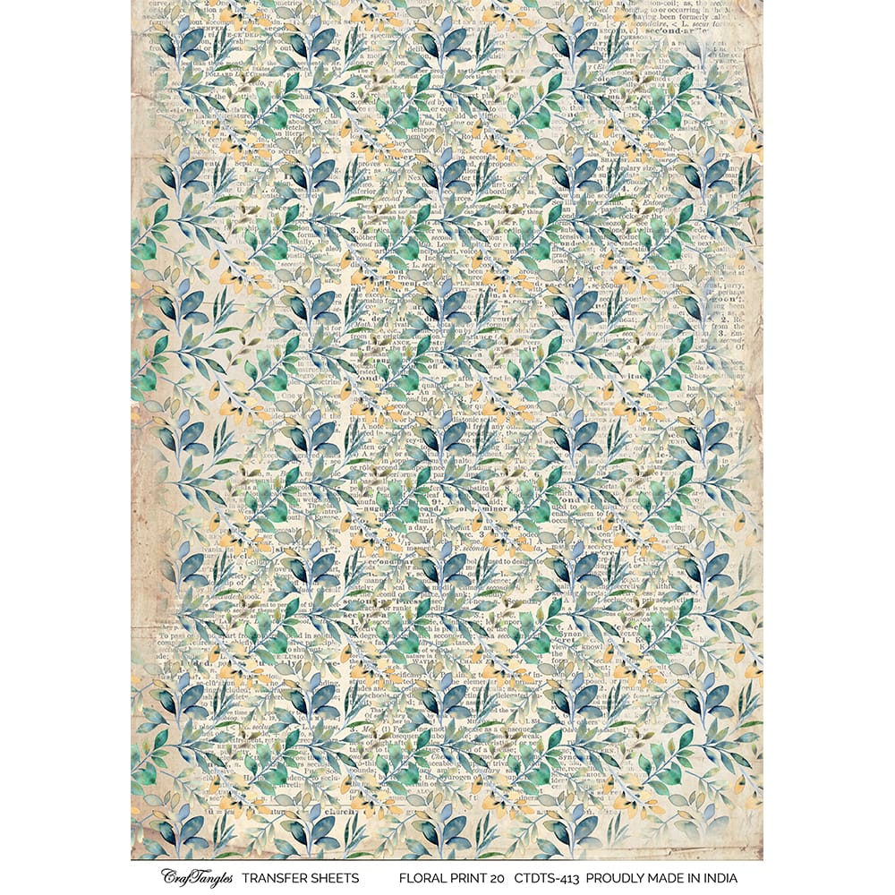 CrafTangles A4 Transfer It Sheets - Floral Print 20 CTDTS 413 CrafTangles transfer sheet Floral Print 20 CrafTangles A4 Transfer It Sheets - Floral Print 20