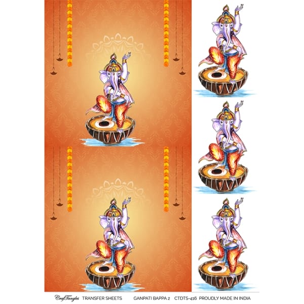 CrafTangles A4 Transfer It Sheets - Ganpati Bappa 2