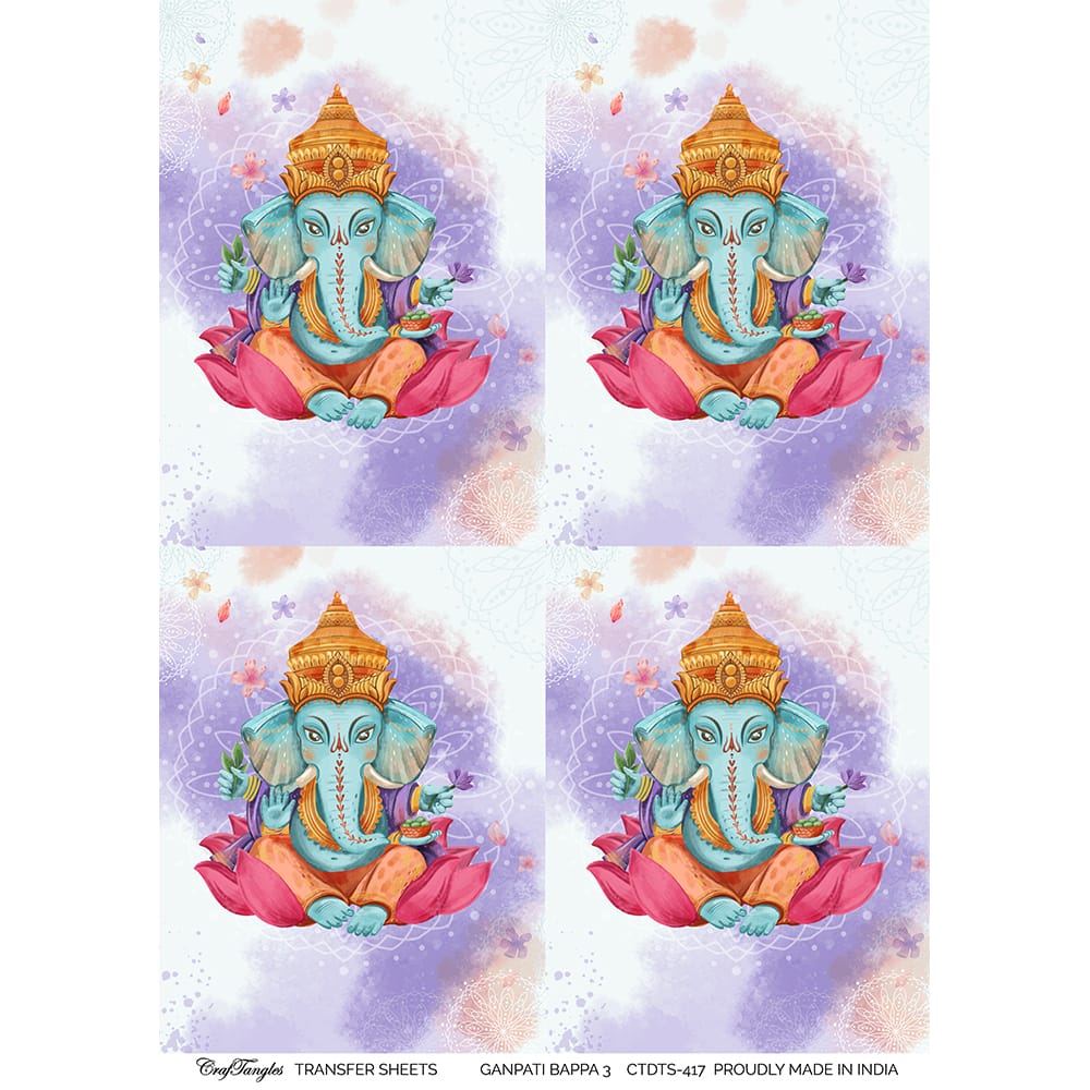 CrafTangles A4 Transfer It Sheets - Ganpati Bappa 3