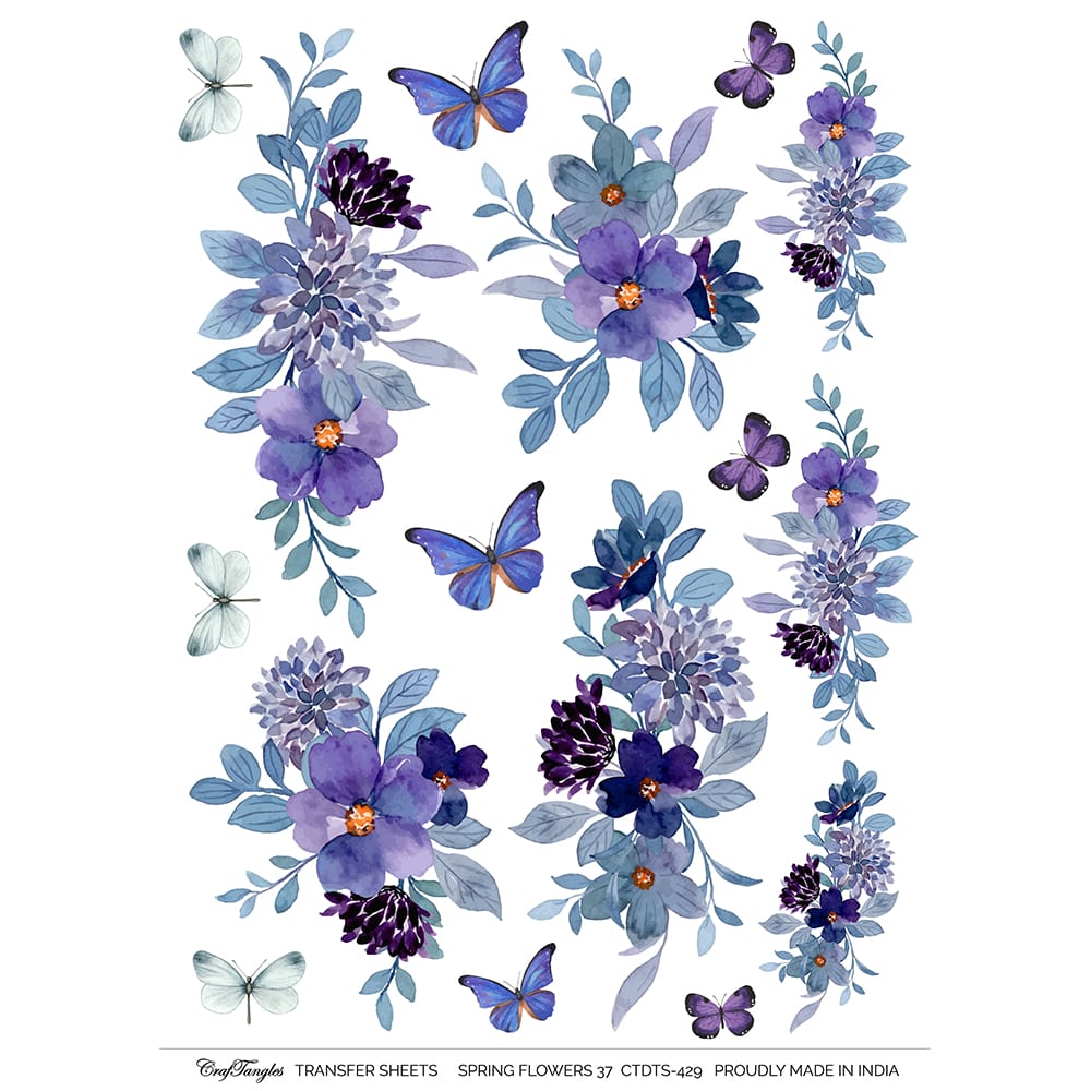 CrafTangles A4 Transfer It Sheets - Spring Flowers 37 CTDTS 429 CrafTangles transfer sheet Spring Flowers 37 CrafTangles A4 Transfer It Sheets - Spring Flowers 37