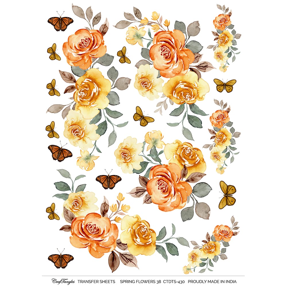 CrafTangles A4 Transfer It Sheets - Spring Flowers 38 CTDTS 430 CrafTangles transfer sheet Spring Flowers 38 CrafTangles A4 Transfer It Sheets - Spring Flowers 38