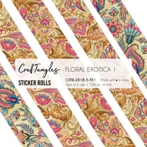 CrafTangles Journal Sticker Rolls (Pack of 5 designs) - Floral Exotica 1