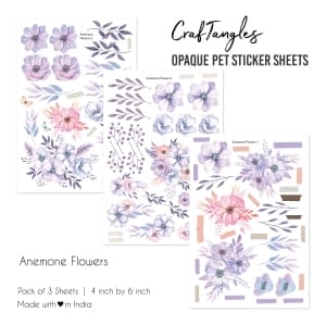 CrafTangles Opaque clear PET Sticker sheets - Anemone Flowers