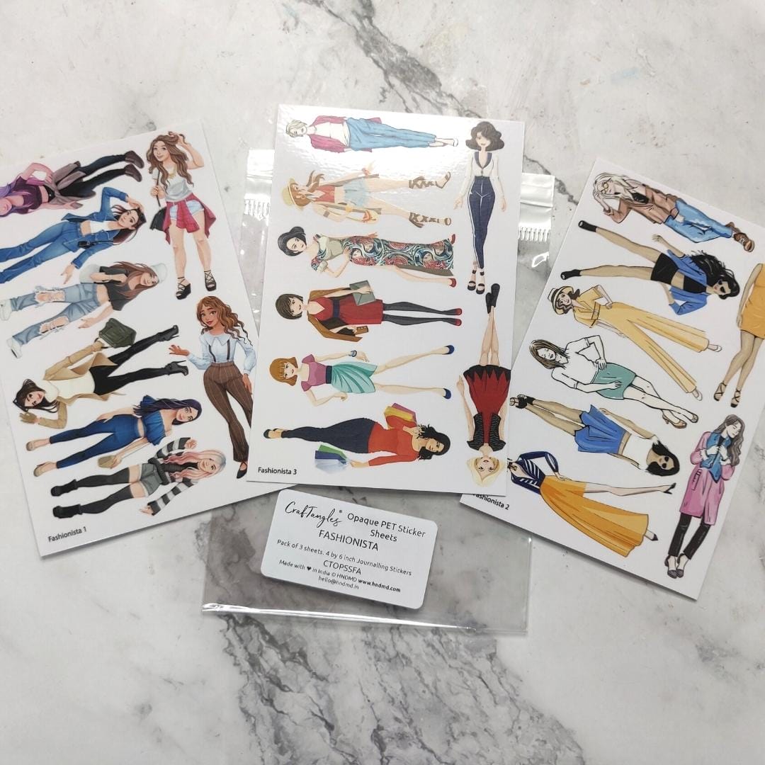 CrafTangles Opaque clear PET Sticker sheets - Fashionista Opaque Clear Stickers Fashionista 1 Opaque_Clear_Stickers_Fashionista_1