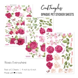 CrafTangles Opaque clear PET Sticker sheets - Roses Everywhere