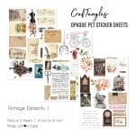 CrafTangles Opaque clear PET Sticker sheets - Vintage Elements 1