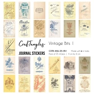 CrafTangles Journal Stickers 4 by 6 cm (Pack of 25 designs) - Vintage Bits 1