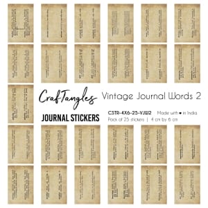 CrafTangles Journal Stickers 4 by 6 cm (Pack of 25 designs) - Vintage Journal words 2