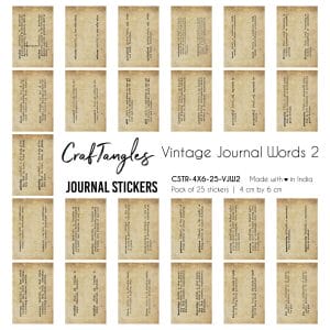 CrafTangles Journal Stickers 4 by 6 cm (Pack of 25 designs) - Vintage Journal words 2