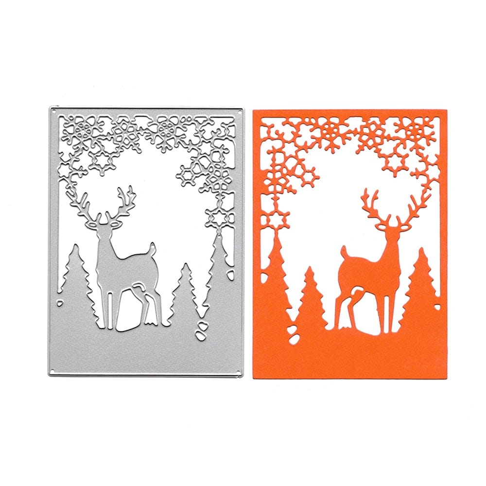 Steel Background Dies - Deer in Winter XY817 steel cutting dies CraftAdda Steel Background Dies - Deer in Winter