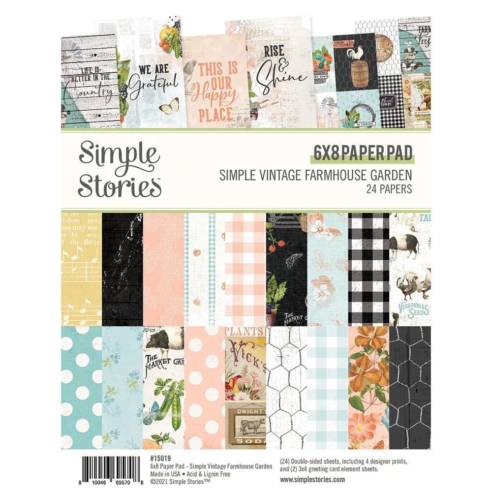 Simple Stories Double-Sided Paper Pad - Simple Vintage Farmhouse Garden (6X8 24/Pkg) simple Stories paper pad 15019 Simple Stories Double-Sided Paper Pad - Simple Vintage Farmhouse Garden (6X8 24/Pkg)