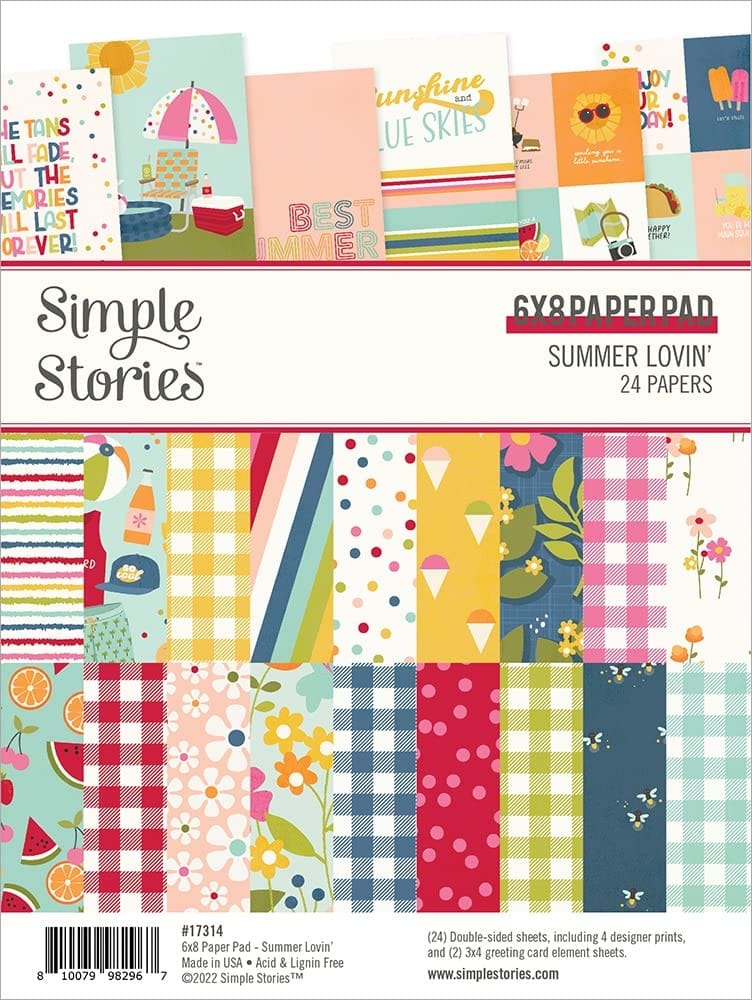 Simple Stories Double-Sided Paper Pad - Summer Lovin (6"X8" 24/Pkg) simple Stories paper pad 17314 Simple Stories Double-Sided Paper Pad - Summer Lovin (6"X8" 24/Pkg)