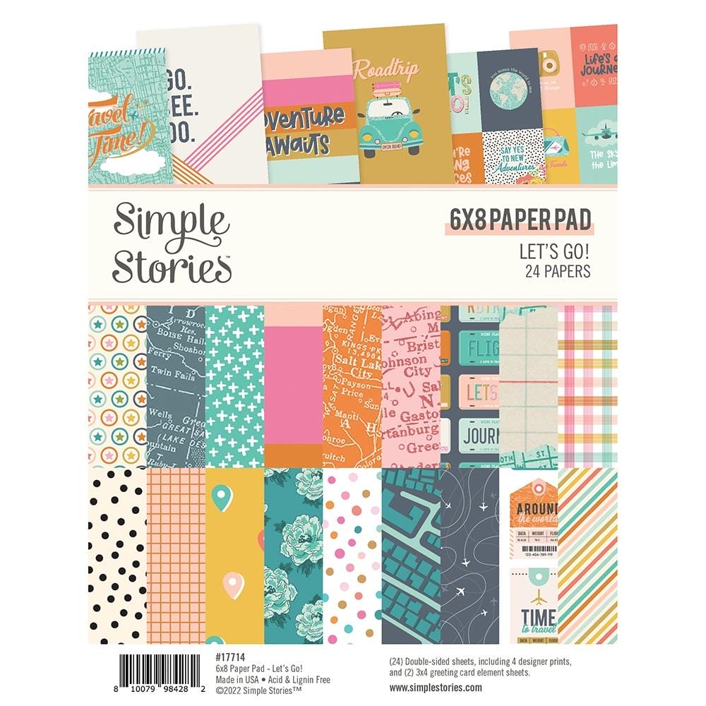 Simple Stories Double-Sided Paper Pad - Lets Go (6"X8" 24/Pkg) simple Stories paper pad 17714 Simple Stories Double-Sided Paper Pad - Lets Go (6"X8" 24/Pkg)