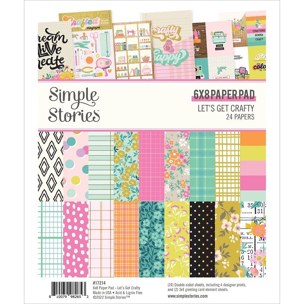 Simple Stories Double-Sided Paper Pad - Lets Get Crafty (6"X8" 24/Pkg) simple Stories paper pad LGC17214 Simple Stories Double-Sided Paper Pad - Lets Get Crafty (6"X8" 24/Pkg)