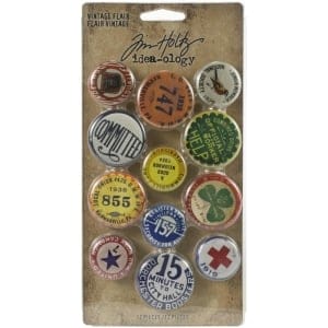 Tim Holtz Idealogy Metal Adornments 12/Pkg - Vintage Flair