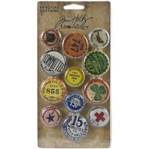 Tim Holtz Idealogy Metal Adornments 12/Pkg - Vintage Flair